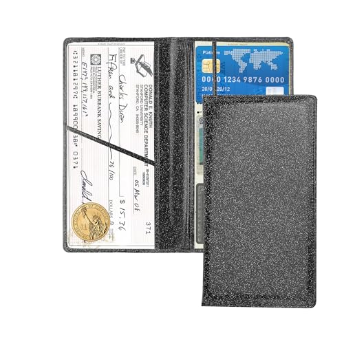 Car Registration and Insurance Holder,PU Leather Car Glove Box Organizer Car Document Holder for ID,Driver's License (Sequins Black) - color: Sequins Black