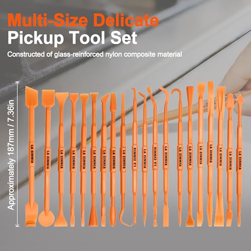 20PCS Delicate Pickup Tool Set, Non-Marring Scraper & Pry bar Kit, Multifunction Double-ended Mini Pick and HookTools, for various jobs detail clean, separating small parts, remove trim clips…