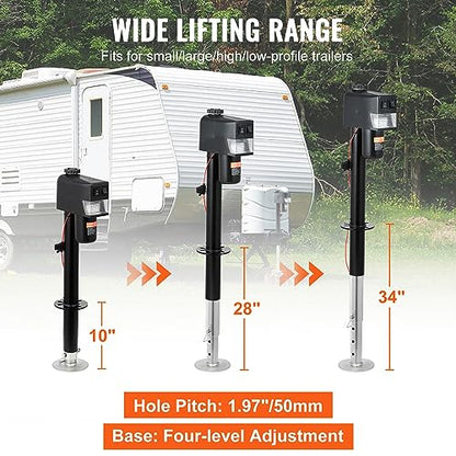 VEVOR Electric Tongue Jack, 3500lbs Capacity, 9.84"-33.85" Electric Trailer Jack with Waterproof Cover for RV, Horse, Utility Trailers - size: 3500 lbs