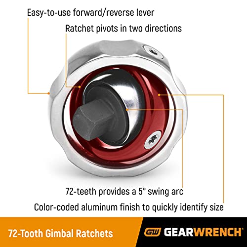 GEARWRENCH 3/8" Drive 72 Tooth Gimbal Ratchet - 81270 - style: 3/8" Drive