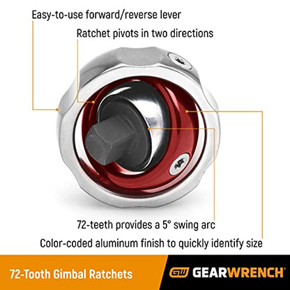 GEARWRENCH 3/8" Drive 72 Tooth Gimbal Ratchet - 81270 - style: 3/8" Drive