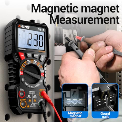 ANENG Multimeter,TRMS 6000 Counts Magnetic High Resolution Digital Tester | Auto Ranging MAX/MIN Voltmeter Measures AC/DC Voltage,Current,Resistance,Capacitance, NCV,Data Hold Amp for Automotive - style: 6000 Counts(Combination Kit)