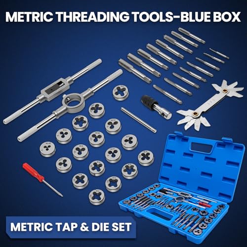 80 PCS Tap and Die Set SAE and Metric, Standard and Metric Threading Tool Kit for Internal and External Threads, Tap & Die Sets with Wrenches for Automotive, DIY, and Metal Repair - size: 80 Pcs Metric&SAE