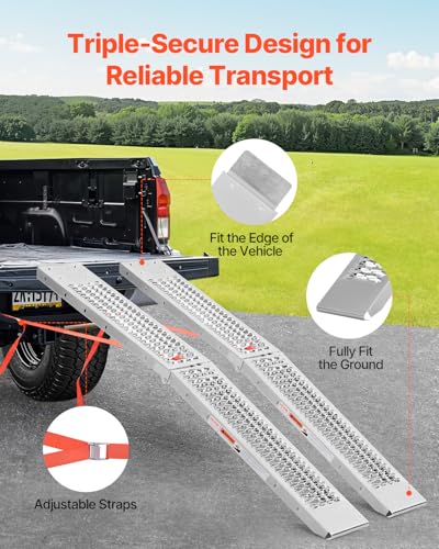 VEVOR Steel Ramps, 1000 lbs, 2Pcs Heavy-Duty Ramps with Wider Ramp Surface, Universal Stable Loading Ramp with Handles, Fit for ATV, UTV, Motorcycle, Electric Bicycle, etc. - size: 1000lbs