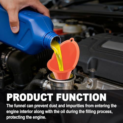 2 Pieces Automotive Plastic Oil Funnels with Long Neck Multi-Function No Spill Design for Gas Coolant Transmission Fluid Engine Oils Fuel Lubricants and Diesel (Yellow) - color: yellow