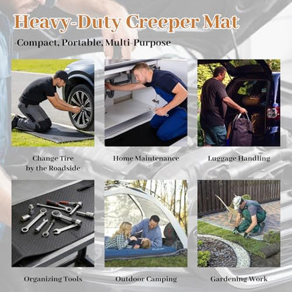 Rolling Creeper Mat, 60"x28" Zero Ground Clearance Mechanic Mat for Working Under Car, Under Car Roller for All Vehicles & Terrains, 3-Layer Design with Storage Bag(Black)