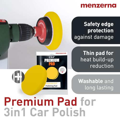 menzerna 3in1 Polishing Set – One-Step Polish (8oz) + Drill Machine Adapter + Medium Cut Pad | Polish Your Car with a Cordless Drill - style: Adapter Set