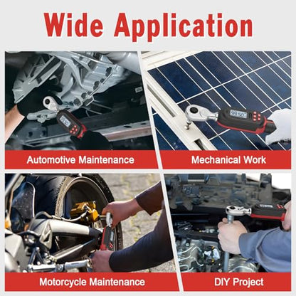 VANPO Digital Torque Wrench 3/8-Inch Drive, 5-99.5 ft-lb, for Motorcycle | 6.8-135Nm, ±2% Accuracy, Electronic Torque Wrench with Preset Value, Buzzer and LED Notification for Automotive & Bicycle - size: 5-99.5 ft-lbs/6.8-135Nm