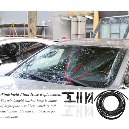 Windshield Washer Hose Repair Kit, Automotive Replacement Windshield Washer Hoses Connect Car Water Pump&Nozzles for Most Car Windshield Washer Tubing (4*4M Washer Fluid Hoses & 48Pcs Hose Connectors) - size: 4-Set