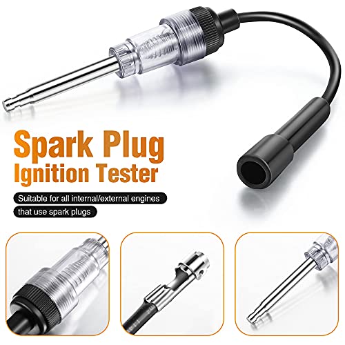 9 Pieces Automotive Compression Tester Kit and Spark Plug Tester, Universal Car and Motorcycle Engine Testing Tools for Cylinder Pressure Gauge (Red) - color: Red