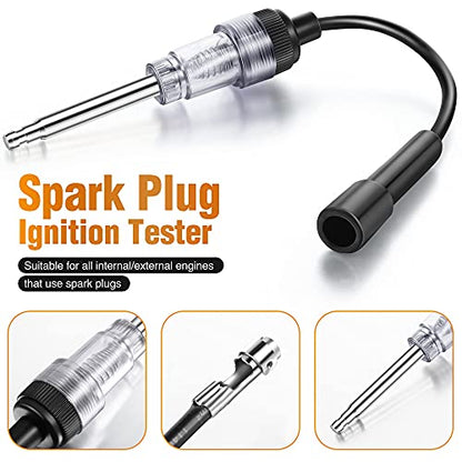 9 Pieces Automotive Compression Tester Kit and Spark Plug Tester, Universal Car and Motorcycle Engine Testing Tools for Cylinder Pressure Gauge (Red) - color: Red