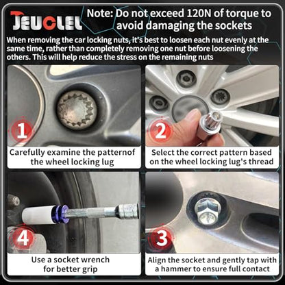 ABC0/10PT Wheel Locking Nut Key Compatible with VW, Audi | Wheel Lock Nut Socket Adapter, Anti-Theft Screw Remover, Hand Repair Tool, Tyre Fitting, garage - color: ABC0/10PT