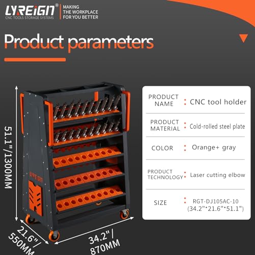Mobile CNC Tool Storage Cart, CNC Tool Holder Transfer Cart Suitable for Warehouses, CNC Tool Keeper Rolling Cart with Wheels for CNC Machinists Workers - size: CAT/BT40-100CAP