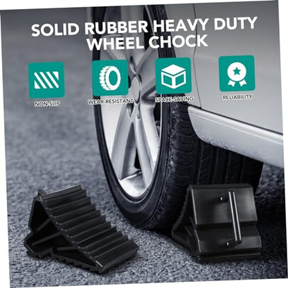 Heavy Duty Wheel Chock Set of 4 Anti-Slip Tire Stabilizers for Trucks and Trailers Sturdy Wheel Blocks for Vehicle Safety