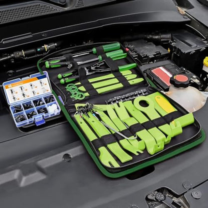 GOOACC 88Pcs Trim Removal Tool, Auto Push Pin Bumper Retainer Clip Set Fastener Terminal Remover Tool Adhesive Cable Clips Removal Kit Car Panel Radio Removal Auto Clip Pliers, Green - color: 88Pcs Clips Removal Kit Green