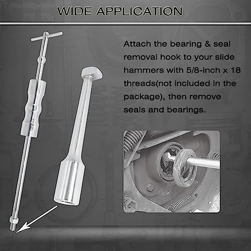 ReluxGo Slide Hammer Pulling Hook, Pulling Hook Slide Hammer Attachment, Bearing & Seal Removal Hook