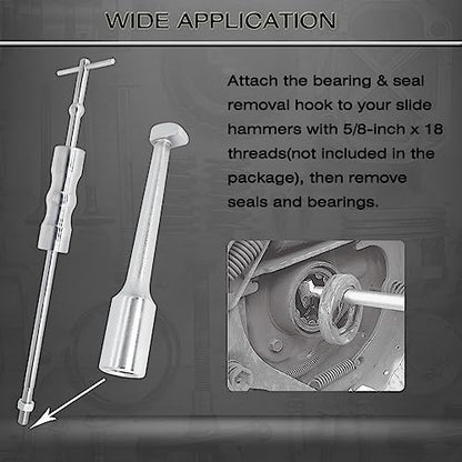 ReluxGo Slide Hammer Pulling Hook, Pulling Hook Slide Hammer Attachment, Bearing & Seal Removal Hook