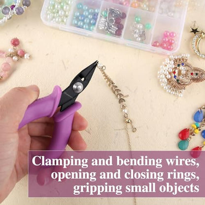 SPEEDWOX 4 Inch Mini Long-Nose Pliers for Jewelry Making Tweezer Nose Pliers Mini Needle Nose Plier Short-Nose Plier Flat Smooth Jaw Jewellery Making Tool Bending Wire Work Craft - size: 4" Chain Nose