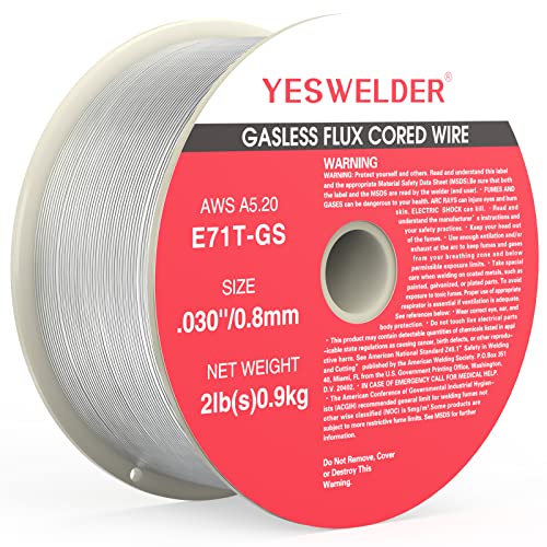 YESWELDER Flux Core Gasless MIG Wire, E71T-GS Mild Carbon Steel .030-Inch Diameter 2-Pound, Strong ABS Plastic Spool Welding Wire - size: .030''