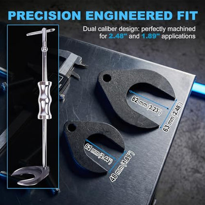 Heavy Duty Inner CV Joint Puller Slide Hammer Set, Front Wheel Drive Axle Half Shaft Removal Tool Kit with 63mm & 48mm CV Joint Fork Adapters, A Reinforced Cable Adapter, And External CV Joint Puller