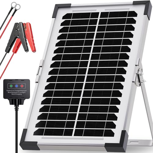 7.5W Solar Battery Maintainer & Trickle Charger, 12V Waterproof Panel with IP68 Smart Controller, Overcharge & Reverse Protection for Car, Automobile, Boat, RV, Motorcycle, Marine, Trailer - size: 7.5W