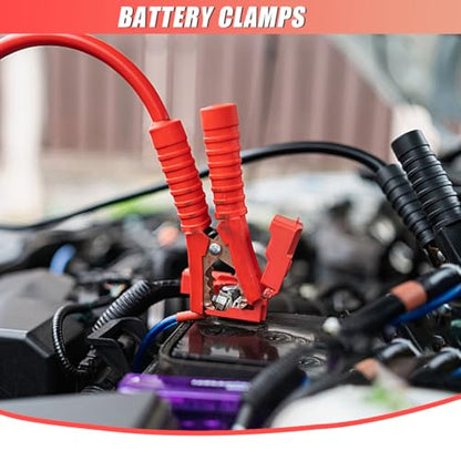 ZIMISI 2PCS Alligator Clips Booster Jumper Cable, 13 AWG 3.3FT Car Battery Jumper Cables with 6 mm Copper Terminal, 12V/24V Car Battery Charger Clips for Audio, Converter, Air Compressor