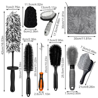 YOUlDIANZI 15Pcs Wheel Brush Kit for Cleaning Wheel and Tire, Wheel and Rim Brush, Car Detailing Brushes, Tire Brush, Bendable & Durable Car Wheel Rim Cleaner Brush Set,Car Cleaning Brush Supplies Kit
