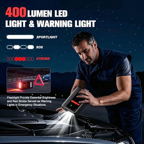GOOLOO A2 Jump Starter with Air Compressor (2000A & 150 PSI) - 12V Vehicle | Supersafe Battery Jumper Starter Portable - Jump Box- Auto-Shutoff Tire Inflator - LED Light - For Up to 8L Gas/6L Diesel