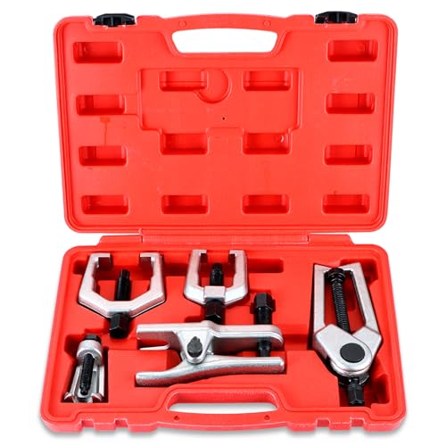 5-in-1 Ball Joint Separator | Pitman Arm Puller Tie Rod End Tool Set for Front End Service, Splitter Removal Kit Ball Joint Removal Tool - color: Red