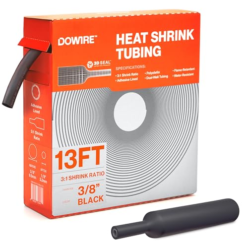 Dowire Heat Shrink Tubing 3/8" - Adhesive Lined - 3:1 Ratio - Waterproof Marine Grade Shrink Tube - Wire Shrink Wrap Tubing - Black - 13 Feet - color: Black, size: 3/8" - 13 Ft