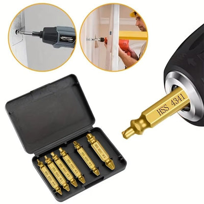 6Pcs Damaged Screw Extractor Drill Bit Set Double End Easily Remove Broken Stripped Screw Bolt for DIY Automotive Home Repair