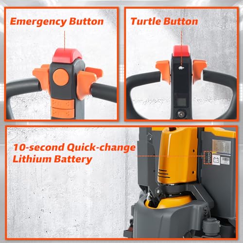 Tory Carrier Full Electric Pallet Jack, Powered Pallet Truck, 3300 lbs Capacity, 48 x 27 Forks, Li-on Battery Walkie Pallet Lift for Material Handling - color: Yellow-3300lbs