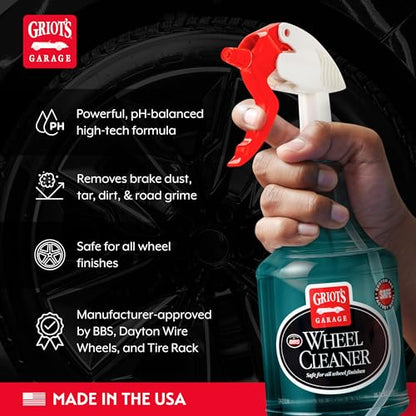 Griot's Garage Wheel Cleaning Kit, Includes Wheel Cleaner, Long-Reach Scrubbing Wheel Brush, and Two Mitts, 11224