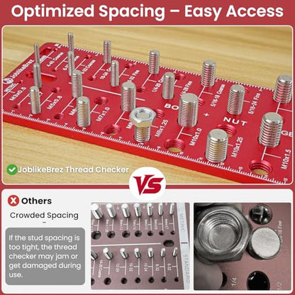 Thread Checker, Rustproof Nut and Bolt Thread Checker, Wall-Mountable Bolt Size Finder Tool, 30 SAE & 30 Metric Thread Gauge, Bolt and Nut Sizer for Quick Measurement - size: 30 Thread Checker