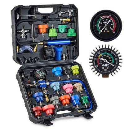 OMT 31pc Coolant Pressure Tester Kit with 23 Radiator Adapters | Master Coolant Vacuum Refill Kit, Radiator Cooling System Pressure Tester Kit with Vacuum Pump Vacuum Purge & Refill Tool - color: Black