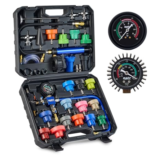 OMT 31pc Coolant Pressure Tester Kit with 23 Radiator Adapters | Master Coolant Vacuum Refill Kit, Radiator Cooling System Pressure Tester Kit with Vacuum Pump Vacuum Purge & Refill Tool - color: Black