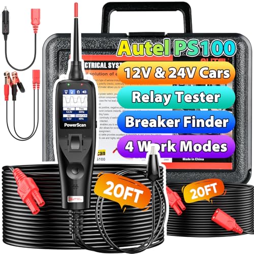 Autel PowerScan PS100 Power Circuit Probe Kit, 2026 Automotive Electrical Circuit Tester, Relay & Fuse Test Tool, Short Breaker Finder, Wire Tracer for All Cars, Ground Check AC/DC Voltage 40ft Cable
