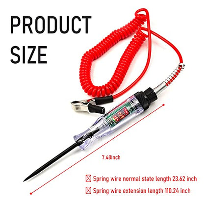 Heavy Duty 3-70V Automotive Test Light,Digital LED Relay Tester with 110 Inch Retractable Spring Wire,Multifunctional Car Circuit Tester for Testing Fuses,Voltage,Acc,Engine
