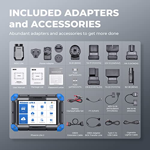 TOPDON Phoenix Lite 2 Bidirectional Scan Tool, OBD2 Scanner, Function as ONE/AD900 Lite, ECU Coding, Wireless Automotive Diagnostic Scanner, 34+ Reset Services, FCA AutoAuth, 2 Years Free Update