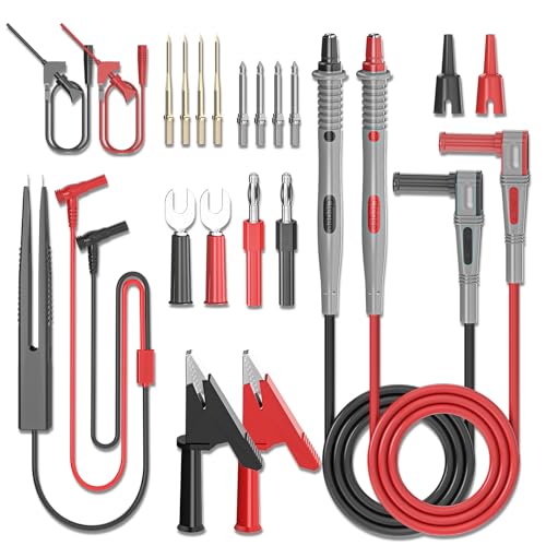 Goupchn Multimeter Test Leads Kit 21PCS Digital Electrical Testing | Probes Set with Alligator Clips, SMD IC Test Hook Clips, Test Tweezer, Replaceable Precision Sharp Probes - style: 21PCS