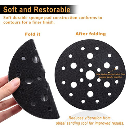 5 Pack Interface Pads, 6 Inch 25 Holes Hook and Loop Soft Density Sponge Cushion Buffer Backing Pad, Foam Sanding Interface Pads for Orbital Sander Automotive Woodworking Polishing - size: 6 inch 25 Hole - 5 Pack