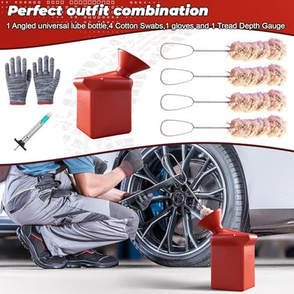 Angled Tire Lube Bucket Kit,for Coats Center Post Changers, 12.6" Length,1.25 Quart Capacity,with 4 Lube Swabs,Durable & Efficient Tire Mounting Lubricant Container for Professional Use(Red) - size: Angled Tire Lube Bucket Kit-Red
