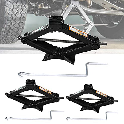 3 Pack Scissor Jack 2 Ton 4,409 Lbs Capacity Steel Scissor Lift Jack Tire Changing Kit for Travel Trailer/Truck/SUV/UTV with Crank Handle, Portable Car Lift Tire Jack, Max Height 15.16 - size: 2 Ton Scissor jack (3 pack)