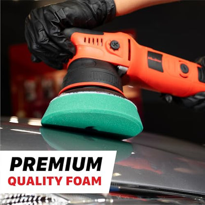 Maxshine M15 Pro Dual Action Polisher & Foam Pads Kit – 15mm Long Throw 1000W Car Buffer with 5” Backing Plate, Variable Speed 2,500–5,000 OPM – Detailing Tool for Cars, Trucks, SUVs & Boats - color: 5" Foam Pads Kit