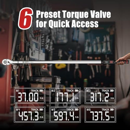VANPO Digital Torque Wrench 3/4-Inch, 37–737 ft-lb. for Heavy Equipment | ±2% Accuracy, Electronic Torque Wrench with LED, Buzzer & Vibration Alert for Wind Turbine, Mining Equipment & Industrial - size: 3/4-inch 37-737 Ft-lb/50-1000 Nm
