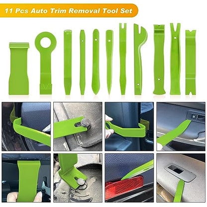 GOOACC 19Pcs Trim Removal Tool Set Panel Fastener Clips Removal Automotive Plastic Upholstery Pliers Removal Install Removal Car Tool with Storage Bag for Trim Panel Audio Clip Pliers Terminal-Green - color: Green
