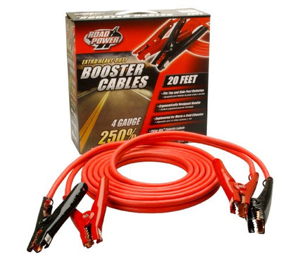 Southwire Road Power Commercial-Duty Booster Cable - Heavy Duty Design - Top & Side Post Compatible - Reliable Jump Start Tool - Tangle Free Automotive Jumper Cable - 4-Gauge - 20 Feet - Red