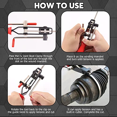 Swpeet 37Pcs 4" 8" 14" CV Joint Ear Clamp Banding Boot Clamp Tool with Stainless Steel Band Clamps Locking Metal Cable Zip Ties Kit, Perfect for Mounting CVT Joint Boots, ATV Axle Boot, Auto/ATV