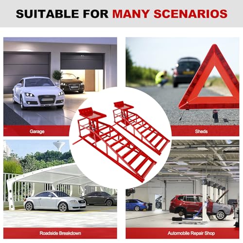 2 Pack 5T 10000lbs Hydraulic Car Ramps Low Profile Car Lift Service Ramps Truck Trailer Garage Lift Height Range 9.8" to 15" Hydraulic Vehicle Ramps Red - size: 2PCS-Red A