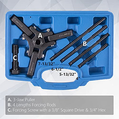 Harmonic Balancer Puller Set Remove Damper Pulley Puller 6PC Set Compatible with Ford, GM, Chrysler, Cadillac, Chevy Trucks, Mitsubishi